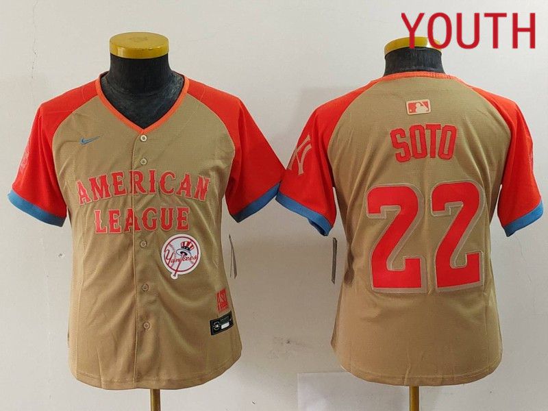 Youth New York Yankees #22 Soto Orange All star 2024 Nike MLB Jersey style 1